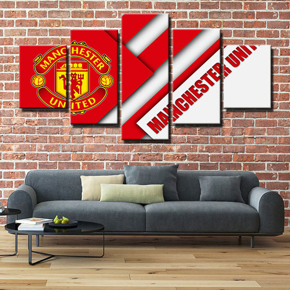 5 panel wall art framed prints Manchester Utd red and white home decor-1217 (2)