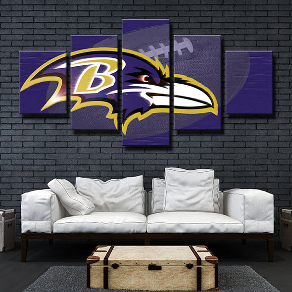 5 panel wall art framed prints Purple Pain Rugby logo home decor-1217 (3)