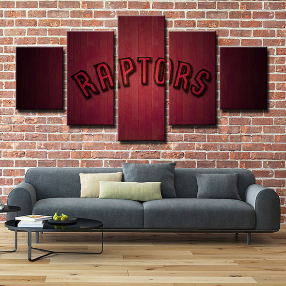 5 panel wall art framed prints Raptors Red Team Name home decor-1205 (2)