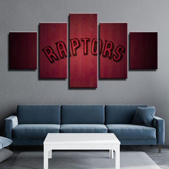 5 panel wall art framed prints Raptors Red Team Name home decor-1205 (4)
