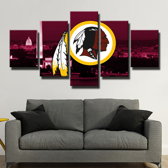 5 panel wall art framed prints Redskins red city live room decor-1205 (4)
