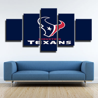 5 panel wall art framed prints Texans logo Deep Steel Blue  wall decor-1206 (1)