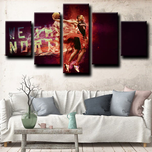 5 panel wall art framed prints Toronto Raptors DeRozan live room decor-1234 (1)