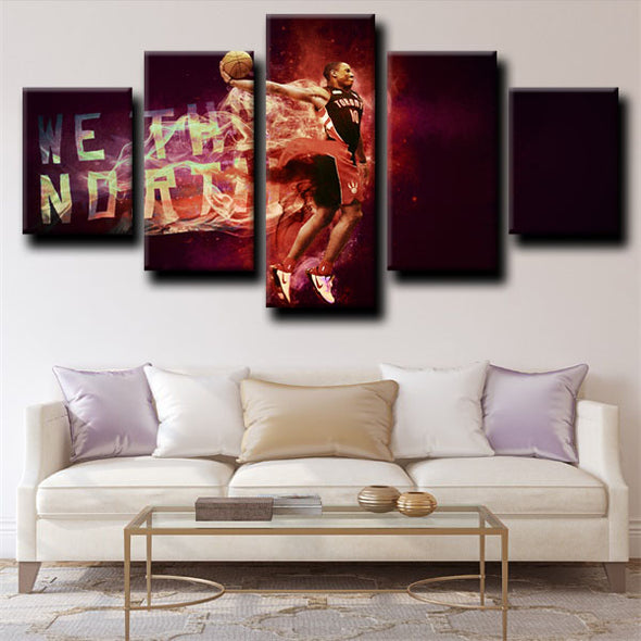 5 panel wall art framed prints Toronto Raptors DeRozan live room decor-1234 (2)
