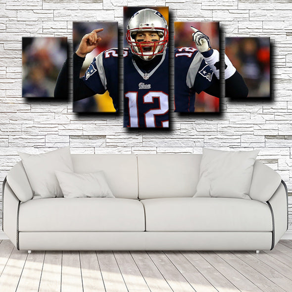 5 panel wall art frames Patriots Brady home decor-1222 (1)
