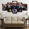 5 panel wall art frames Patriots Brady home decor-1222 (2)