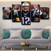 5 panel wall art frames Patriots Brady home decor-1222 (3)
