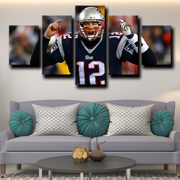 5 panel wall art frames Patriots Brady home decor-1222 (3)