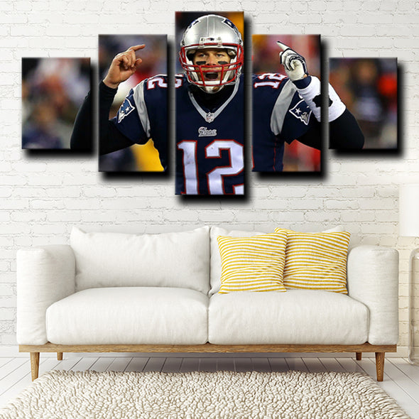 5 panel wall art frames Patriots Brady home decor-1222 (4)