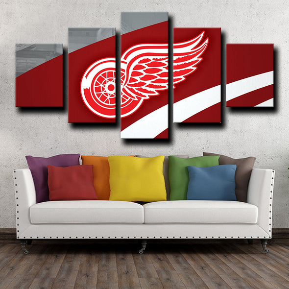 5 panel wall art frames Prints Detroit Red Wings Logo home decor-1217 (1)