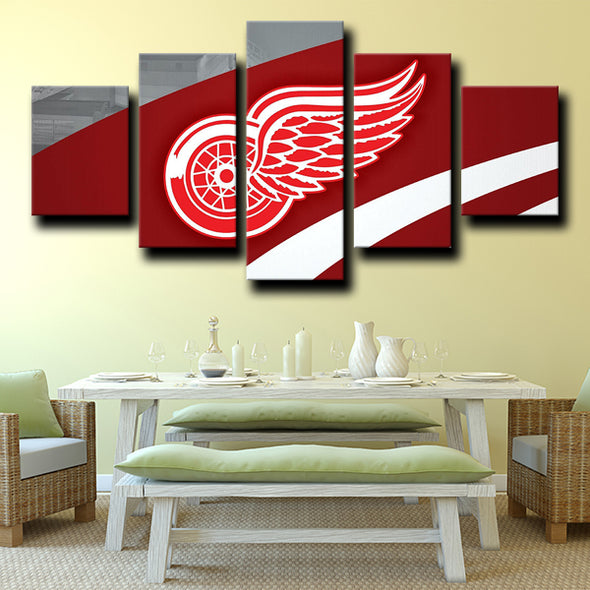 5 panel wall art frames Prints Detroit Red Wings Logo home decor-1217 (2)