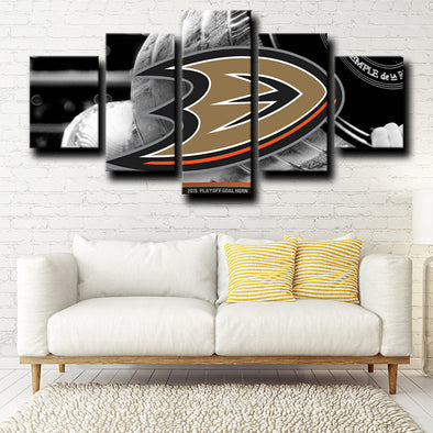 5 panel wall art prints Anaheim Ducks Logo live room decor-1218 (1)