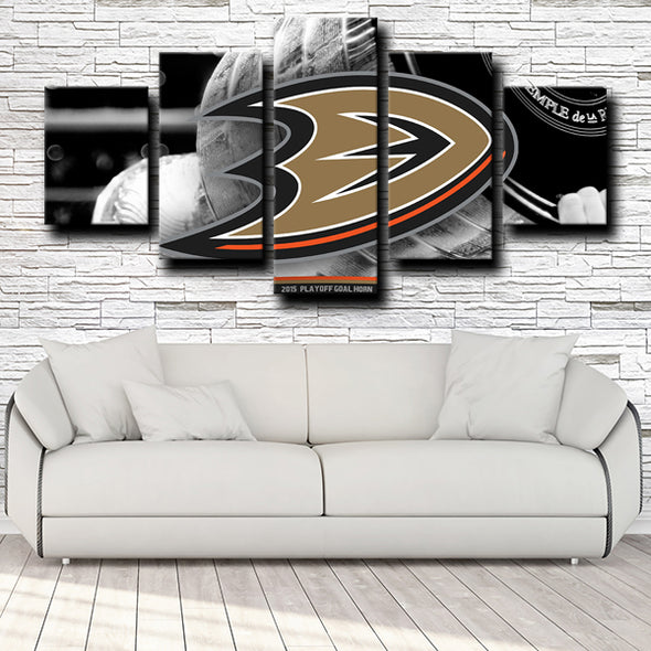 5 panel wall art prints Anaheim Ducks Logo live room decor-1218 (2)