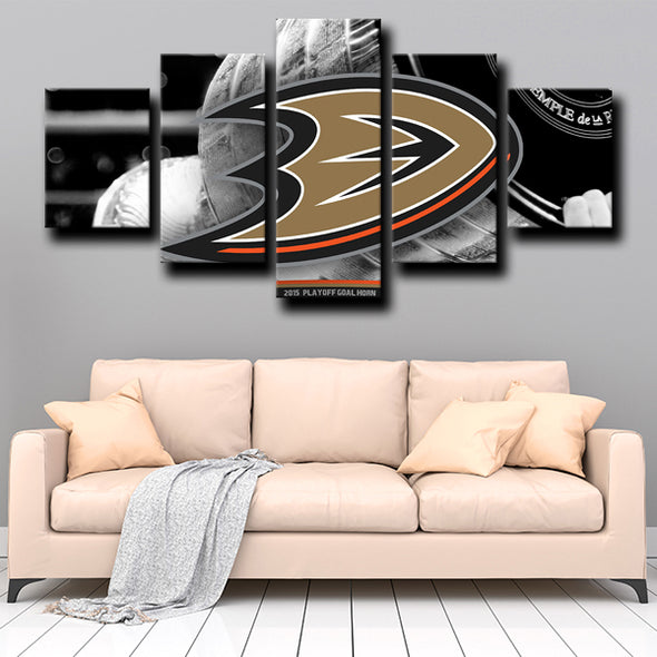 5 panel wall art prints Anaheim Ducks Logo live room decor-1218 (4)
