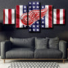5 panel wall art prints Detroit Red Wings Logo America home decor-1211 (2)