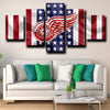 5 panel wall art prints Detroit Red Wings Logo America home decor-1211 (4)