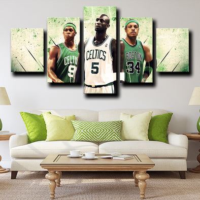 5 panel wall decor modern art prints Celtics Teammates home decor-1214 (1)