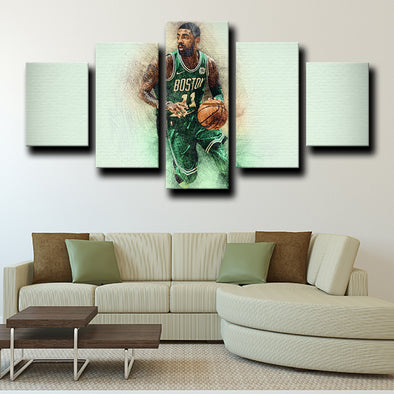 5 panel wall decor modern art prints Celtics irving green home decor-1229 (1)