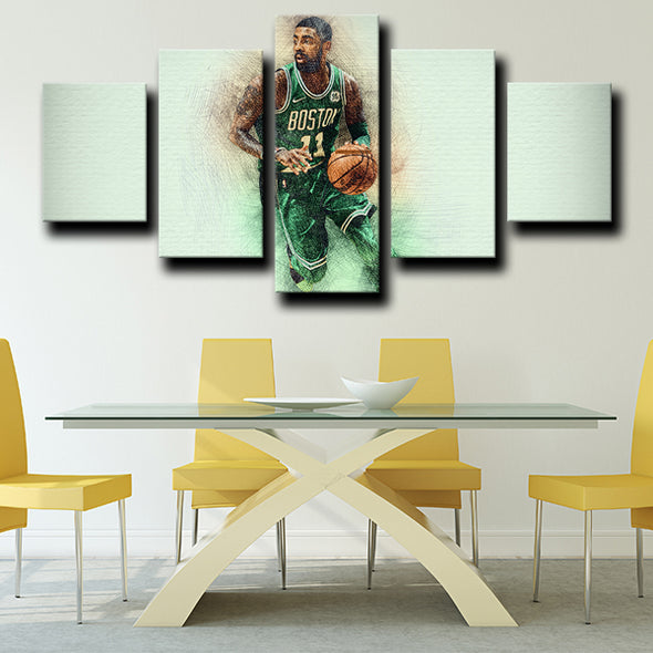 5 panel wall decor modern art prints Celtics irving green home decor-1229 (2)