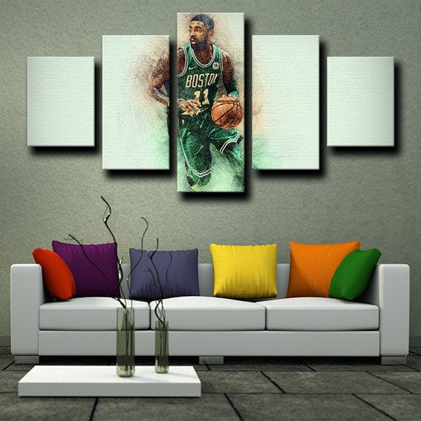 5 panel wall decor modern art prints Celtics irving green home decor-1229 (4)