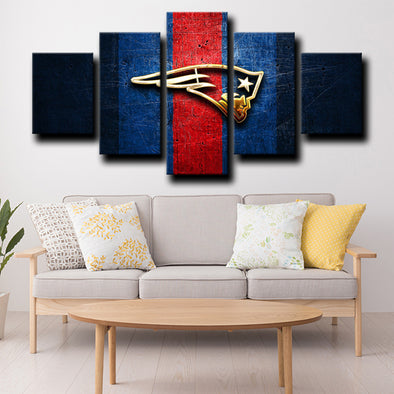 5 panel wall decor modern art prints Patriots Logo Gold home decor-1230 (1)