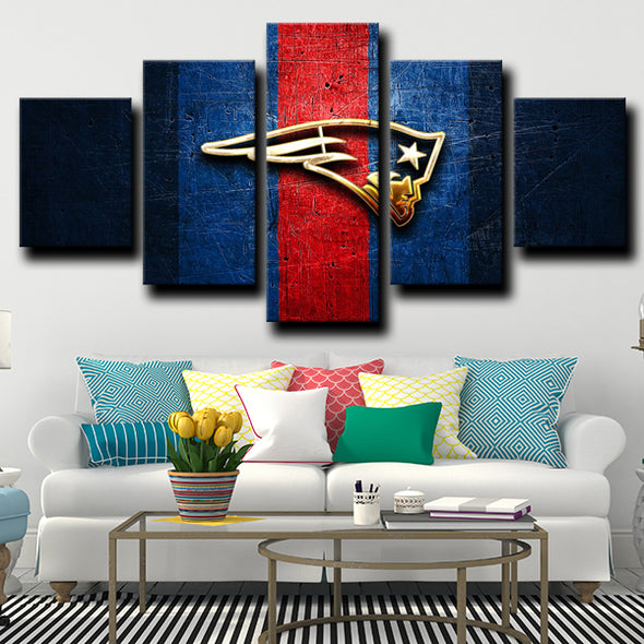 5 panel wall decor modern art prints Patriots Logo Gold home decor-1230 (2)