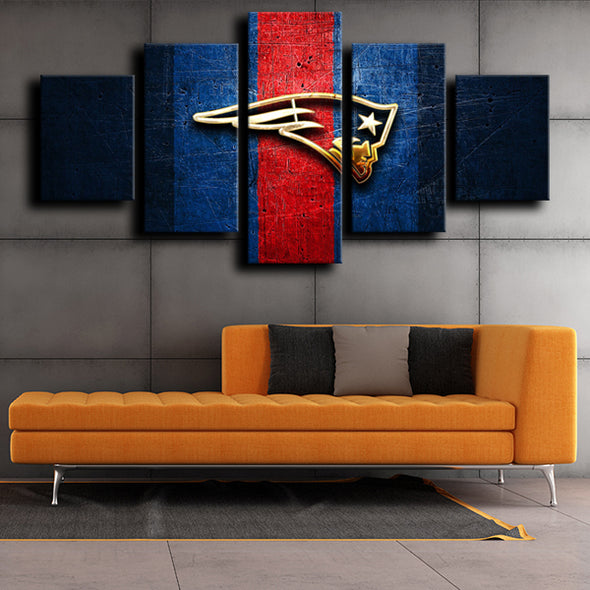 5 panel wall decor modern art prints Patriots Logo Gold home decor-1230 (3)