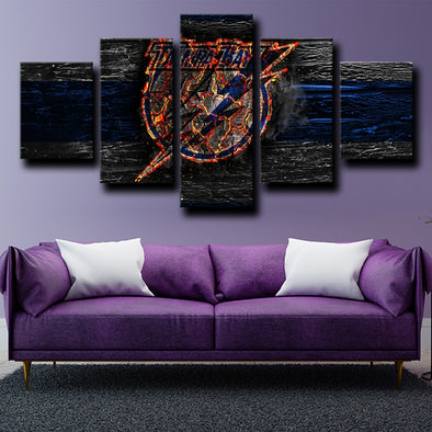 5 panel wall framed prints Tampa Bay Lightning Logo live room decor-1223 (1)