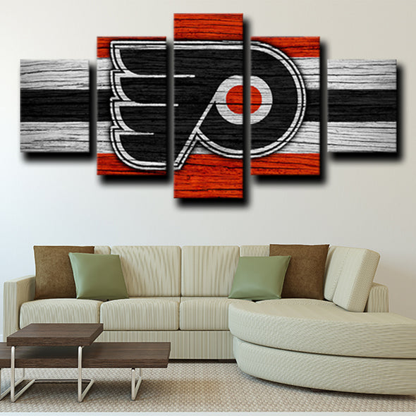 5 panel wall modern art prints Philadelphia Flyers Logo home decor-1206 (3)