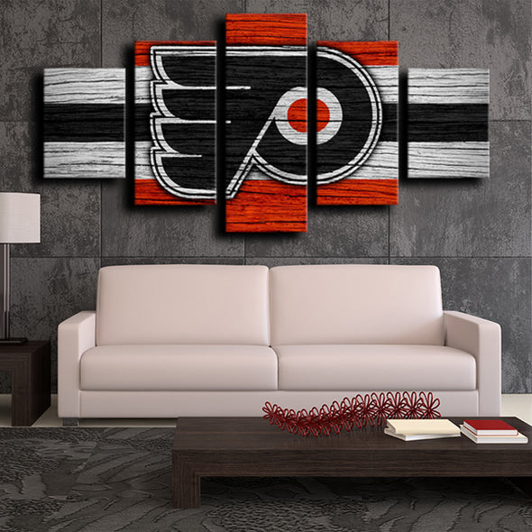 5 panel wall modern art prints Philadelphia Flyers Logo home decor-1206 (4)