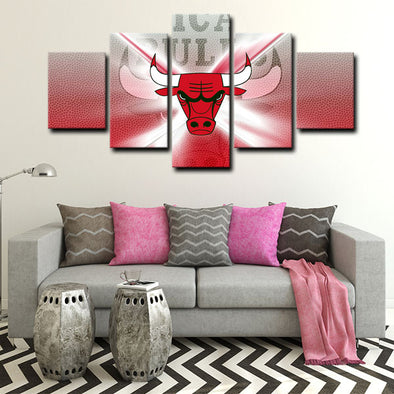 5 piece abstract canvas art framed prints  Chicago Bulls live room decor1215 (1)