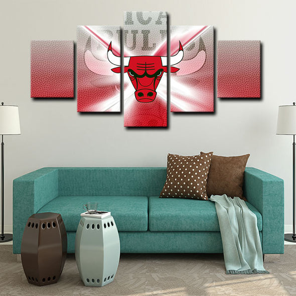 5 piece abstract canvas art framed prints  Chicago Bulls live room decor1215 (2)
