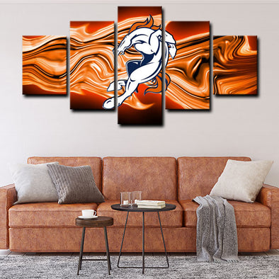5 piece abstract canvas art framed prints  Denver Broncos live room decor1207 (1)