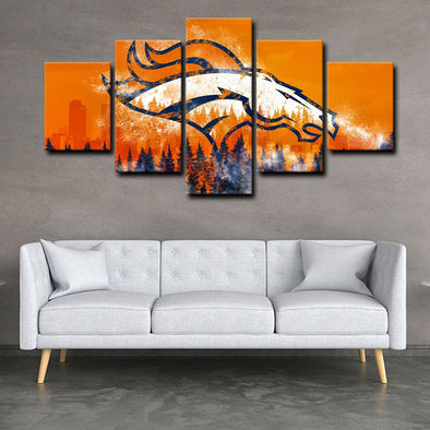 5 piece abstract canvas art framed prints  Denver Broncos live room decor1217 (1)