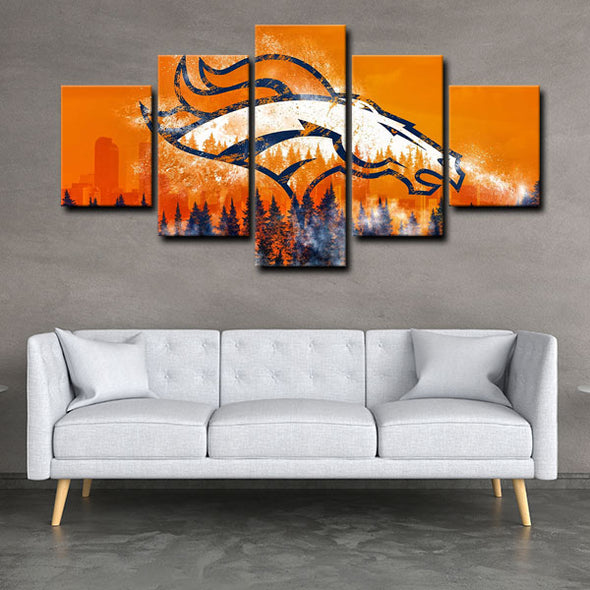 5 piece abstract canvas art framed prints  Denver Broncos live room decor1217 (1)