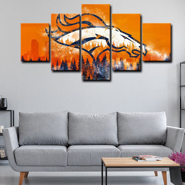 5 piece abstract canvas art framed prints  Denver Broncos live room decor1217 (3)