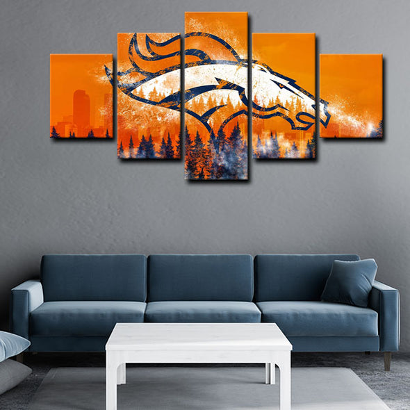 5 piece abstract canvas art framed prints  Denver Broncos live room decor1217 (4)