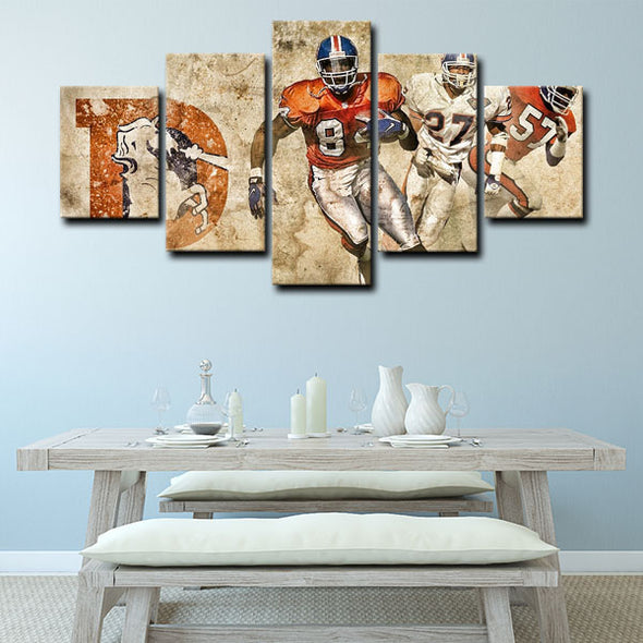 5 piece abstract canvas art framed prints Denver Broncos live room decor1248 (1)
