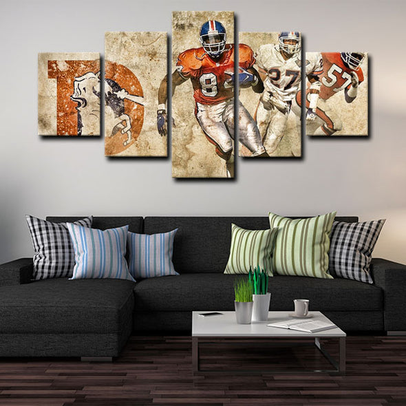 5 piece abstract canvas art framed prints Denver Broncos live room decor1248 (2)