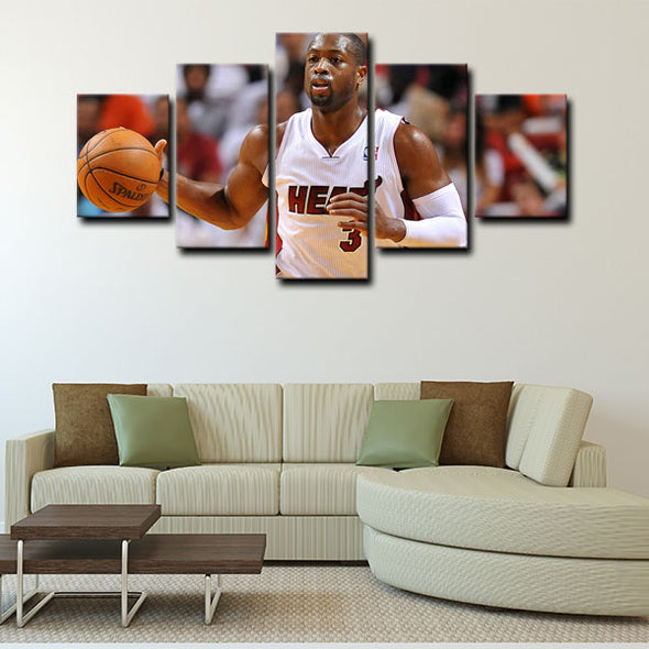 5 piece abstract canvas art framed prints  Dwyane Wade live room decor1213 (2)