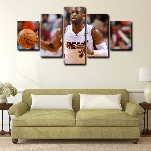 5 piece abstract canvas art framed prints  Dwyane Wade live room decor1213 (4)