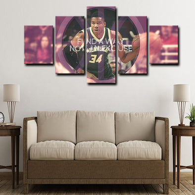  5 piece abstract canvas art framed prints  Giannis Antetokounmpo live room decor1219 (1)