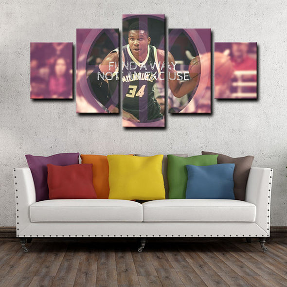  5 piece abstract canvas art framed prints  Giannis Antetokounmpo live room decor1219 (2)