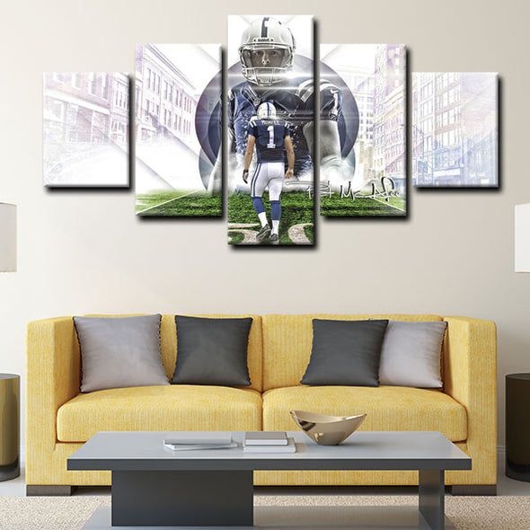 5 piece abstract canvas art framed prints  Indianapolis Colts live room decor1224 (4)