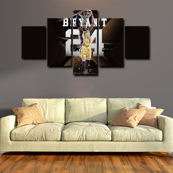 5 piece abstract canvas art framed prints  Kobe Bryant live room decor1207 (3)