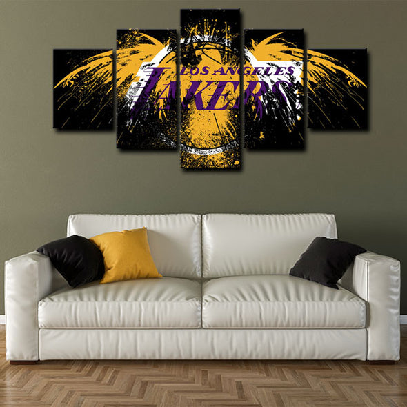 5 piece abstract canvas art framed prints  Los Angeles Lakers Bryant live room decor1225 (1)