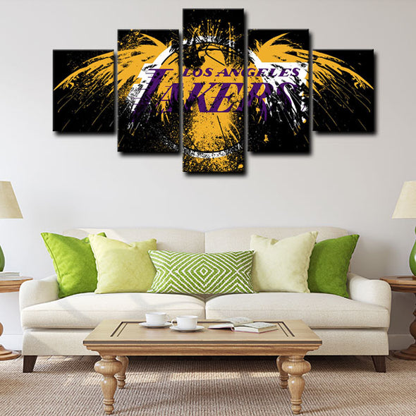 5 piece abstract canvas art framed prints  Los Angeles Lakers Bryant live room decor1225 (4)