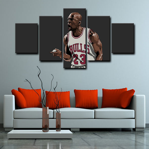5 piece abstract canvas art framed prints  Michael Jordan live room decor1207 (2)
