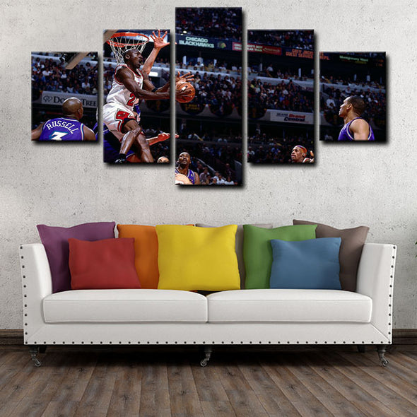 5 piece abstract canvas art framed prints  Michael Jordan live room decor1225 (2)