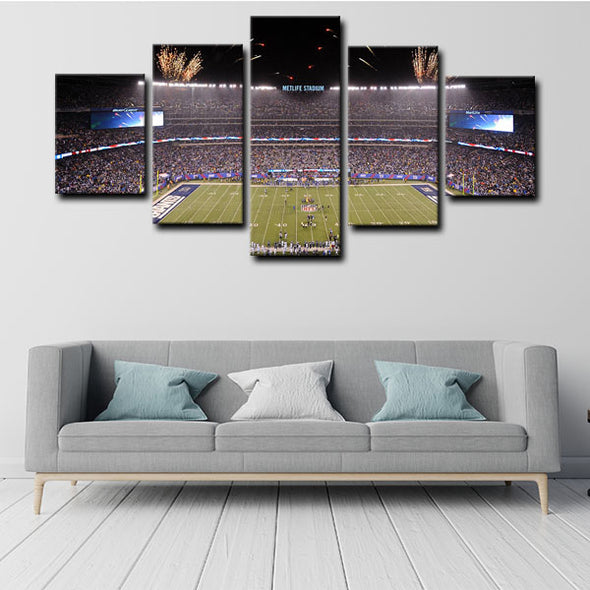 5 piece abstract canvas art framed prints  New York Giants live room decor1214 (4)